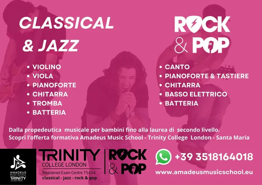 Offerta formativa: strumenti Classical & Jazz e Rock & Pop